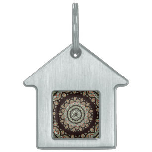 Stained Glass Window Kaleidoscope 13 Pet ID Tag