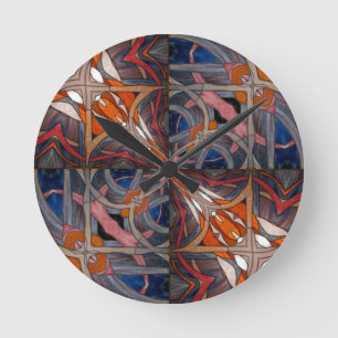 Stained Glass Window Kaleidoscope 18 Round Clock