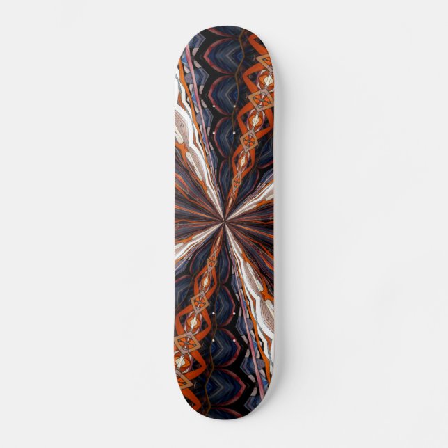 Stained Glass Window Kaleidoscope 19 Skateboard (Front)