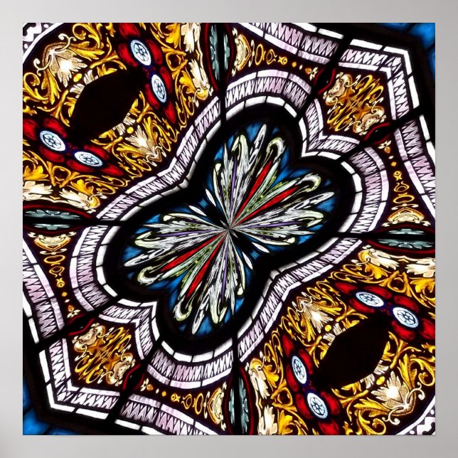 Stained Glass Window Kaleidoscope 22 Poster (Front)