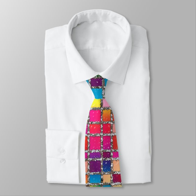 Stained Glass Window Multicolour Pattern Tie (Tied)