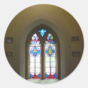 Stained Glass Window Of St Johns Lutheran Church N Classic Round Sticker