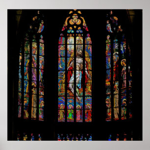 Stained Glass Window, St Vitus's Cathedral,Prague Poster