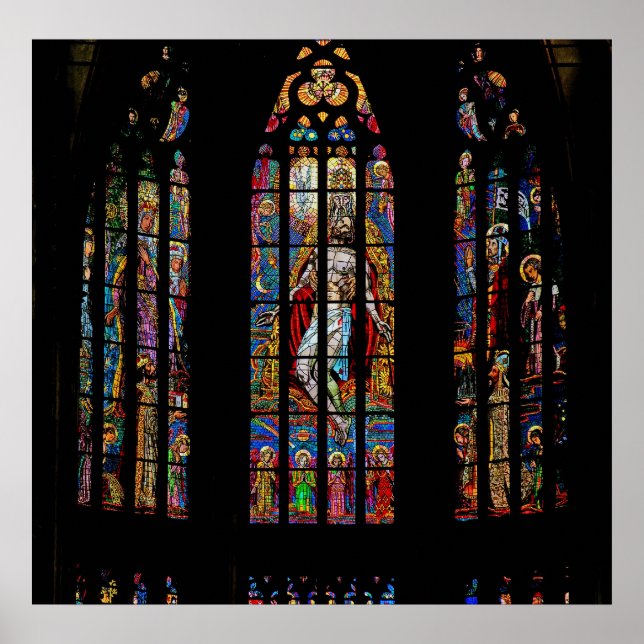 Stained Glass Window, St Vitus's Cathedral,Prague Poster (Front)