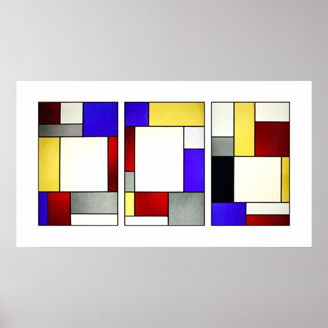 Stained Glass Window Tryptych Theo Van Doesburg Poster (Front)