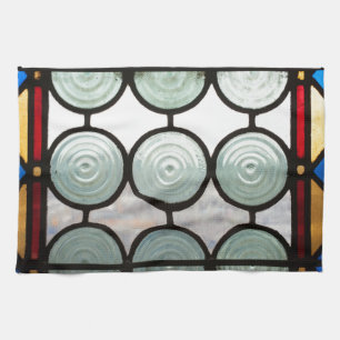 Stained glass windows circles tea towel