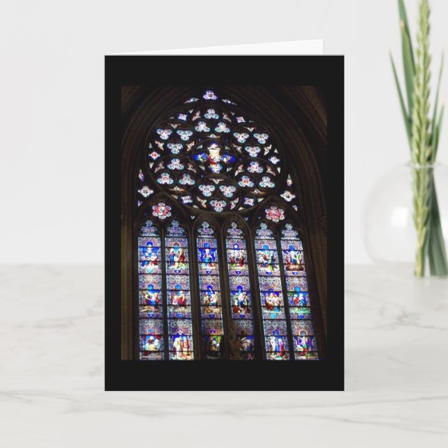 'Stained Glass Windows' Holiday Card - Religious (Front)