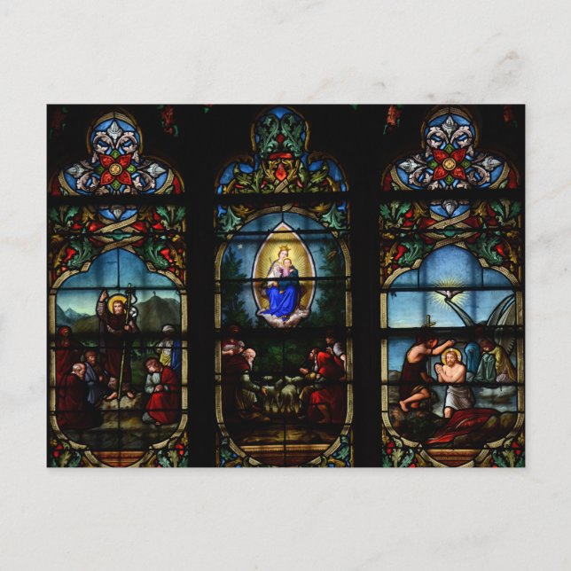 Stained Glass Windows Notre Dame Paris  Cathedral Postcard (Front)