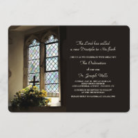 Stained Glass Windows Priest Ordination Invitation