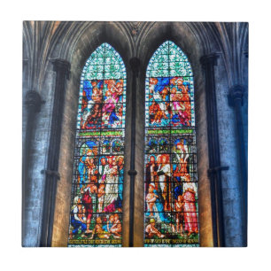 Stained Glass Windows, Salisbury Cathedral, UK Tile