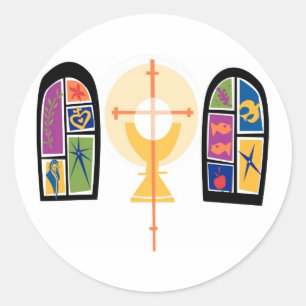 Stained Glass Windows with Chalice and Cross Classic Round Sticker