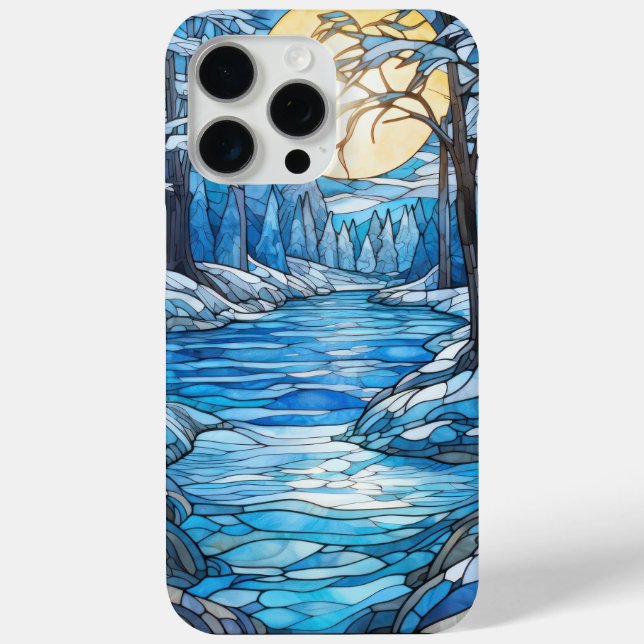Stained Glass Winter Landscape – Moonlit Forest Case-Mate iPhone Case (Back)