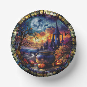 Stained Glass Witch's Cauldron Paper Plate