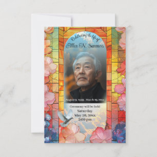 Stained Glass with Dove Funeral  Announcement