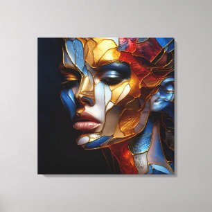 Stained Glass Woman - Harmony In Glass And Skin Canvas Print