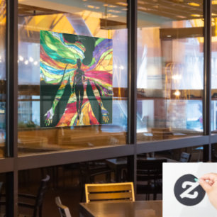  Stained Glass Woman inGreen Dress Vibrant Digitat Window Cling