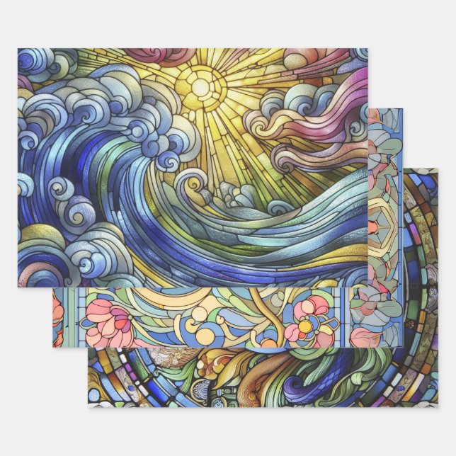 Stained Glass Wrapping Paper Sheet (Set)