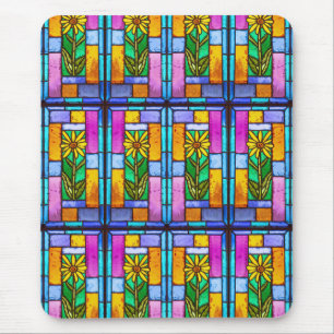 Stained Glass Yellow Daisy Mouse Mat