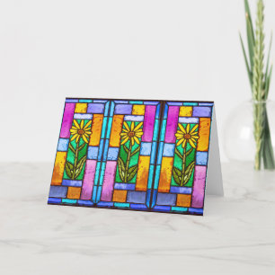 Stained Glass Yellow Daisy Note Card