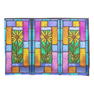 Stained Glass Yellow Daisy Pillowcase