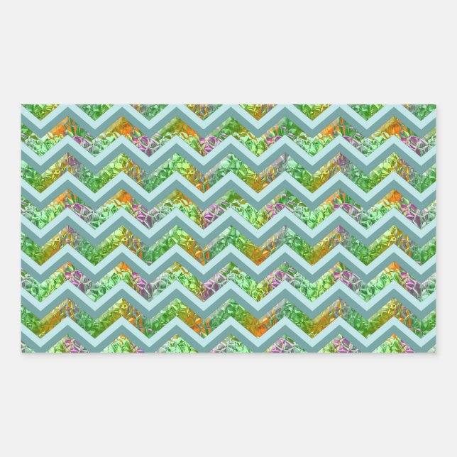 Stained Glass ZigZag Rectangular Sticker (Front)