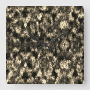 Stained grey, sepia or beige with feathers effect. square wall clock
