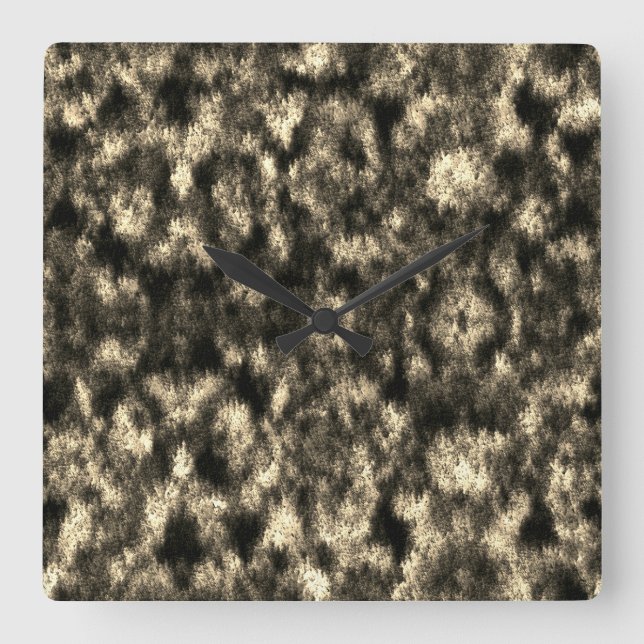 Stained grey, sepia or beige with feathers effect. square wall clock (Front)
