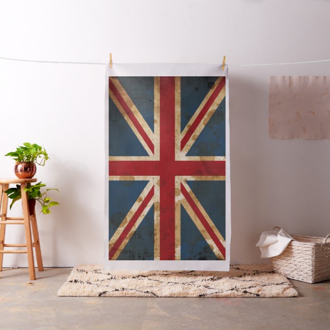 Stained Grunge Union Jack UK Flag Fabric (In Situ)
