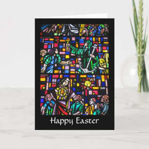stained happy easter holiday card