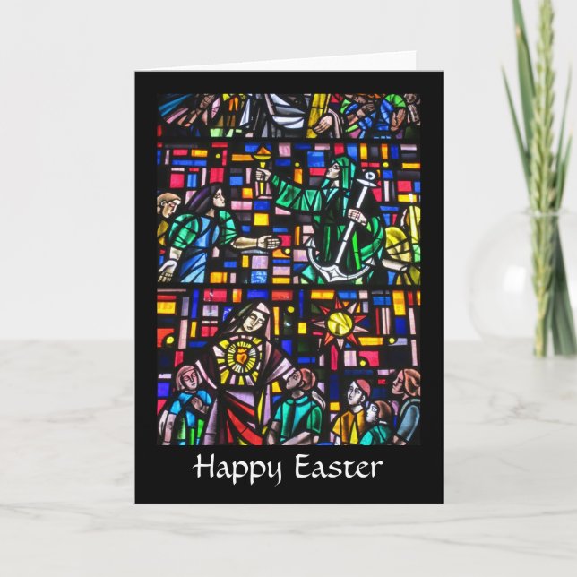 stained happy easter holiday card (Front)