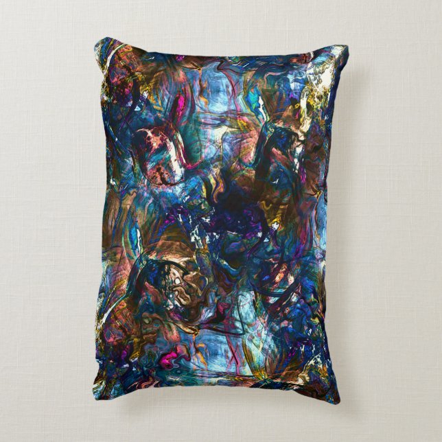 Stained 'heavy paints' overlapping in mix colourfu decorative cushion (Back(Vertical))