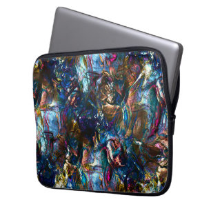 Stained 'heavy paints' overlapping in mix colourfu laptop sleeve