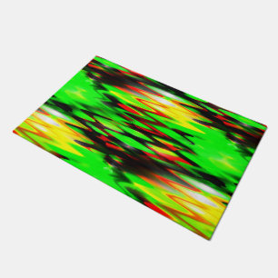 Stained red and green forming abstract zigzag doormat