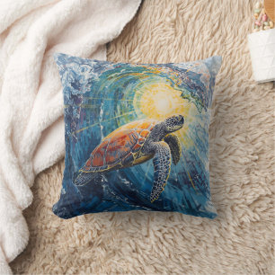 Stained Sea Turtle Cushion