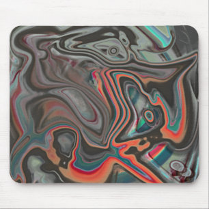 Stained traces of grey, living coral and cyan mouse mat