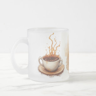 Stained with coffee frosted glass coffee mug
