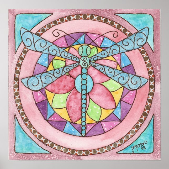 stainedglass dragonfly poster (Front)