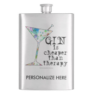 STAINLESS FLASK - GIN IS CHEAPER THAN THERAPY