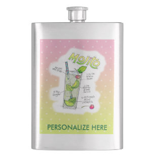 STAINLESS FLASK - MOJITO RECIPE COCKTAIL ART