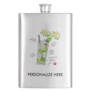 STAINLESS FLASK - MOJITO RECIPE COCKTAIL ART