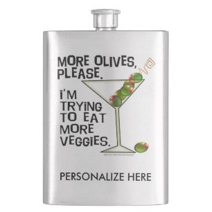 Stainless Flask - More Olives. Eating Veggies!