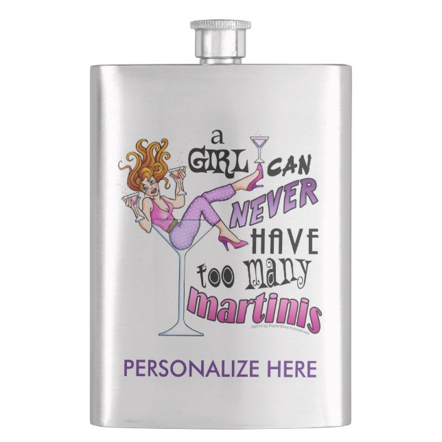STAINLESS FLASK - TOO MANY MARTINIS (Front)