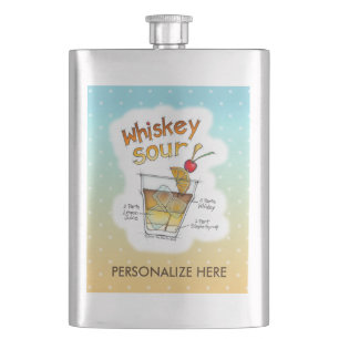 STAINLESS FLASK - WHISKEY SOUR RECIPE COCKTAIL ART