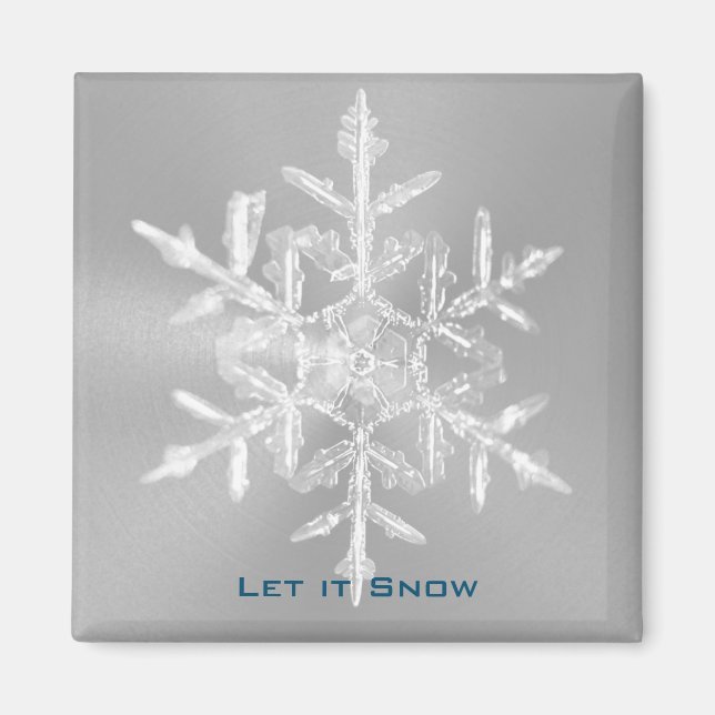 Stainless Let it Snowflake 2 Inch Square Magnet (Front)