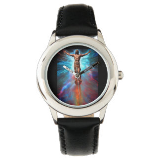 Stainless Steel Black Jesus Giving Thanks Watch