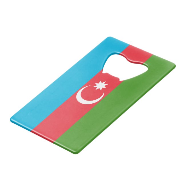 Stainless Steel Bottle Opener flag of Azerbaijan (Back Angled)