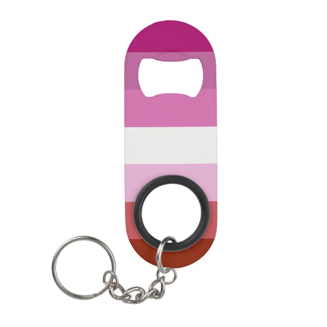 Stainless Steel Bottle Opener - Lesbian Flag (Front)