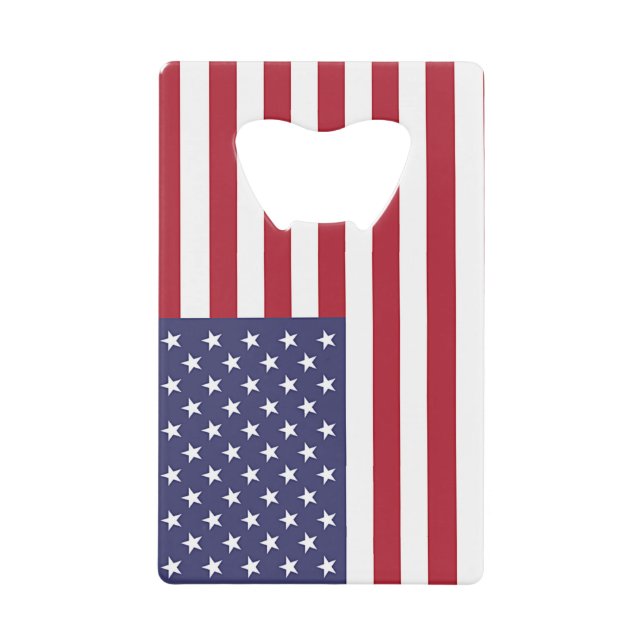 Stainless Steel Bottle Opener with flag of USA (Front)