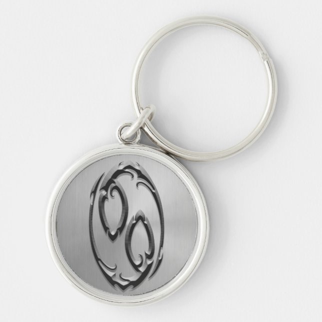 Stainless Steel Cancer Symbol Key Ring (Front)