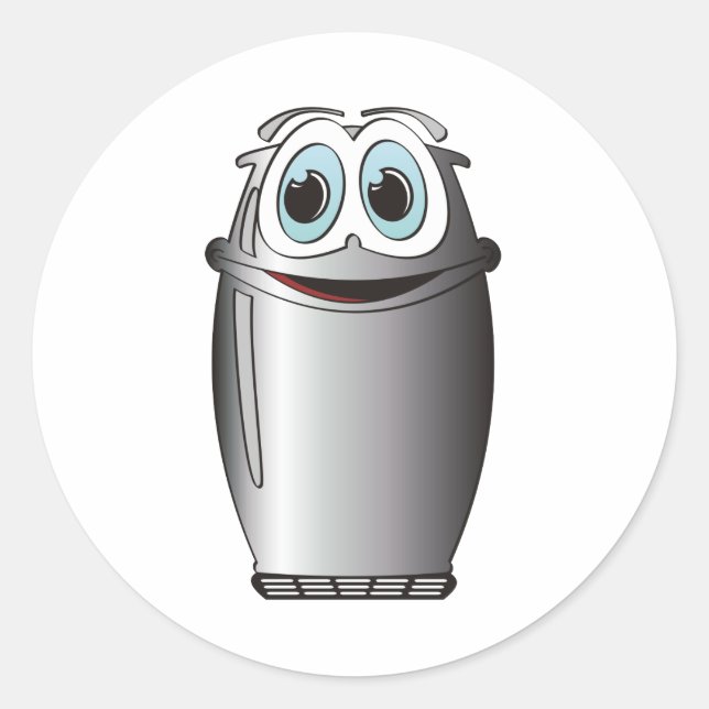 Stainless Steel Cartoon Refrigerator Classic Round Sticker (Front)